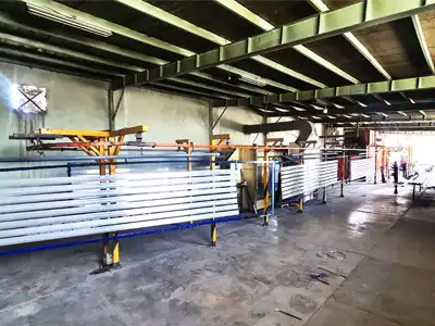 An area in the factory in where we color our aluminum profiles