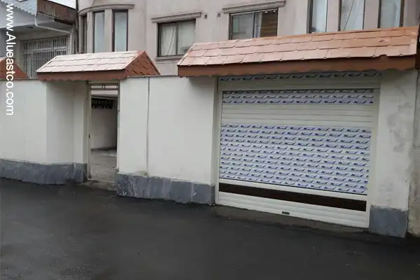 A picture of our roller shutter in a rainy day